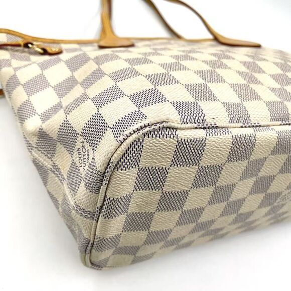 Louis Vuitton Neverfull PM Damier Azure Damier Azure Leather ×PVC White Tote - Picture 11 of 15